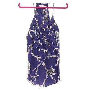 Rebecca Taylor Blue Ruffled Tank Silk Blouse